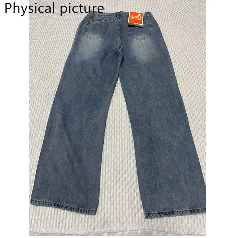 ShineEdge™ – Embroidered Diamond Jeans (Light Blue, Loose Wide Leg)