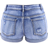 Women's Mid Waist Denim Shorts for Summer Beach Style