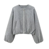 Women Cropped Bomber Jacket