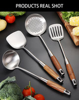 7-Piece Stainless Steel Utensil Set with Wooden Handle
