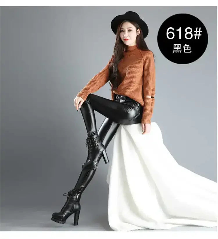 Women Winter Leather Leggings