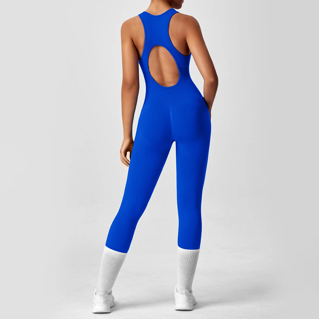 Seamless Peach Booty One-Piece Yoga Bodysuit – V-Back Tummy Control