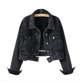Women's Denim Jacket - Casual Black Overcoat