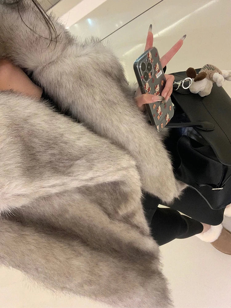 Oversized Faux Fox Fur Winter Coat