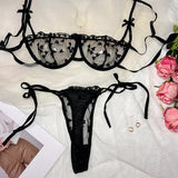 Floral Embroidery Lingerie Set
