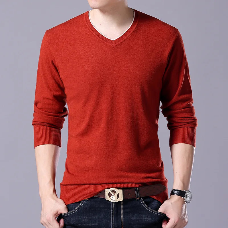 سترة رجالية محبوكة برقبة على شكل حرف V بمقاسات كبيرة