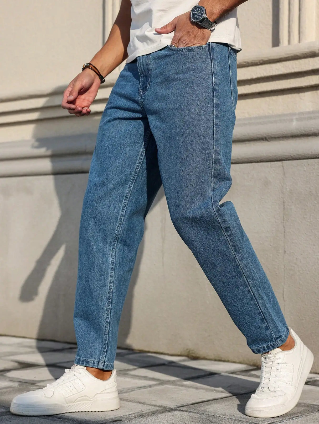 Men's Classic Blue Loose Jeans Plus Size