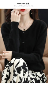 Women Mink Cashmere Knit Cardigan