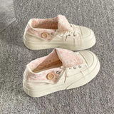 Women Canvas Shoes Thick Sole White Sneakers