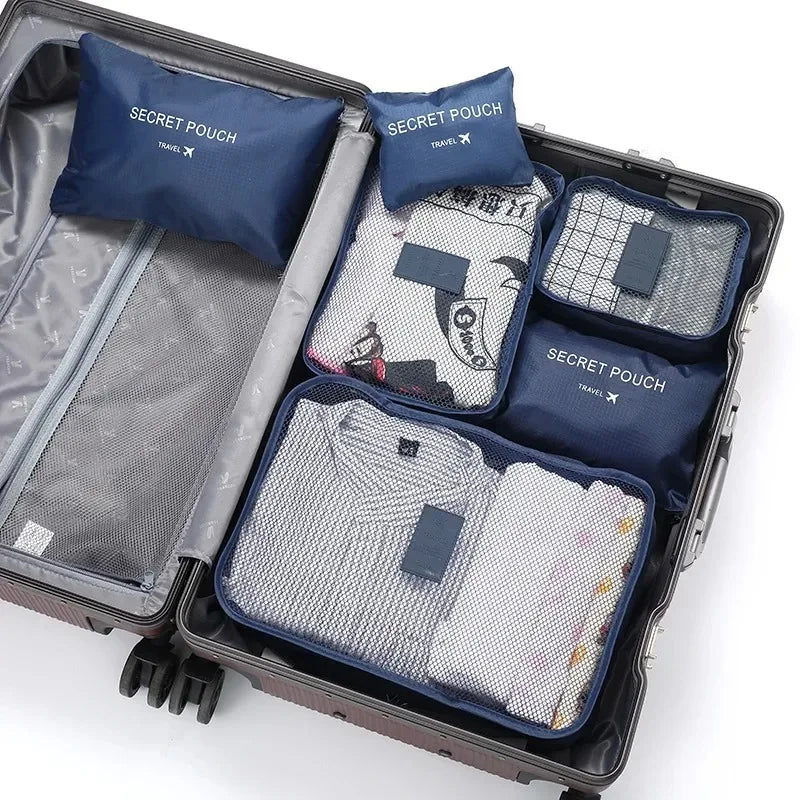 6-Piece Travel Packing Organizer Set – Suitcase Storage Bags