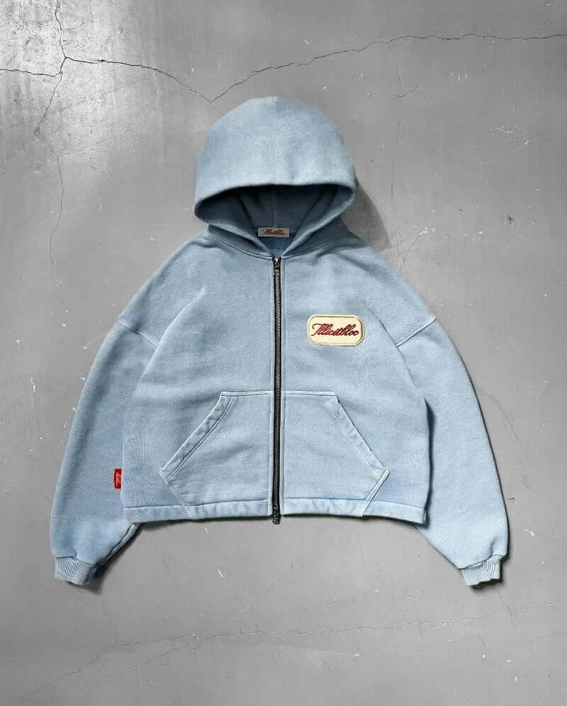 Women Embroidery Patch Hoodie Loose Y2K Streetwear