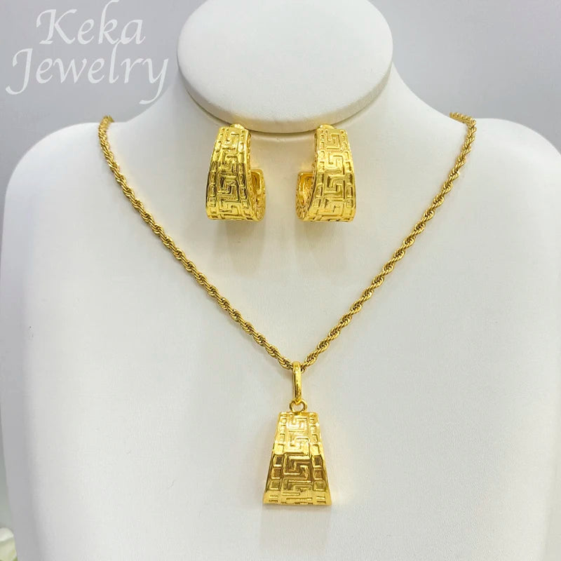 Gold Plated Pendant Necklace & Earrings Set