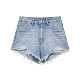DazzleLine™ – High Waist Hot Diamond Shorts (Raw Edge, Straight Fit)