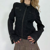 Rockmore Women’s Double Zipper Denim Jacket
