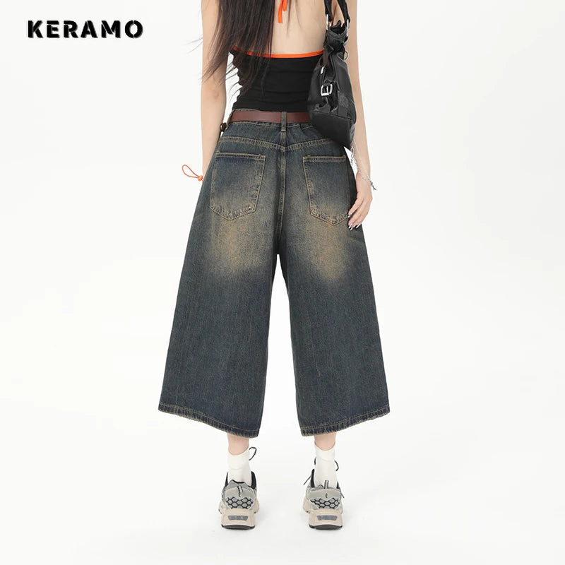 OverEase™ – Vintage Oversize Denim Shorts 2025 (Wide Leg, Relaxed & Throwback Inspired)