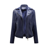 Women's Faux Leather Lapel Biker Jacket
