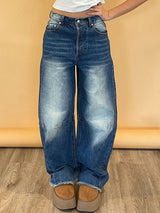 Women Retro High-Waist Barrel Jeans