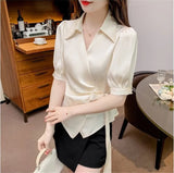 Chiffon V-Neck Short Sleeve Women's Jacket