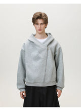 Slant Zipper Hooded Cardigan Jacket