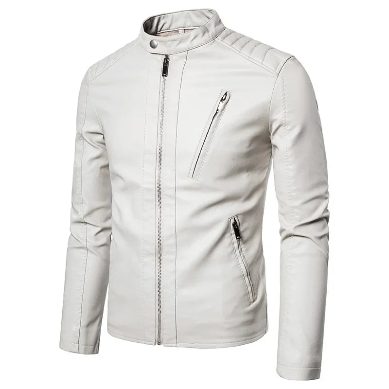 Men Faux Leather Motorcycle Jacket
