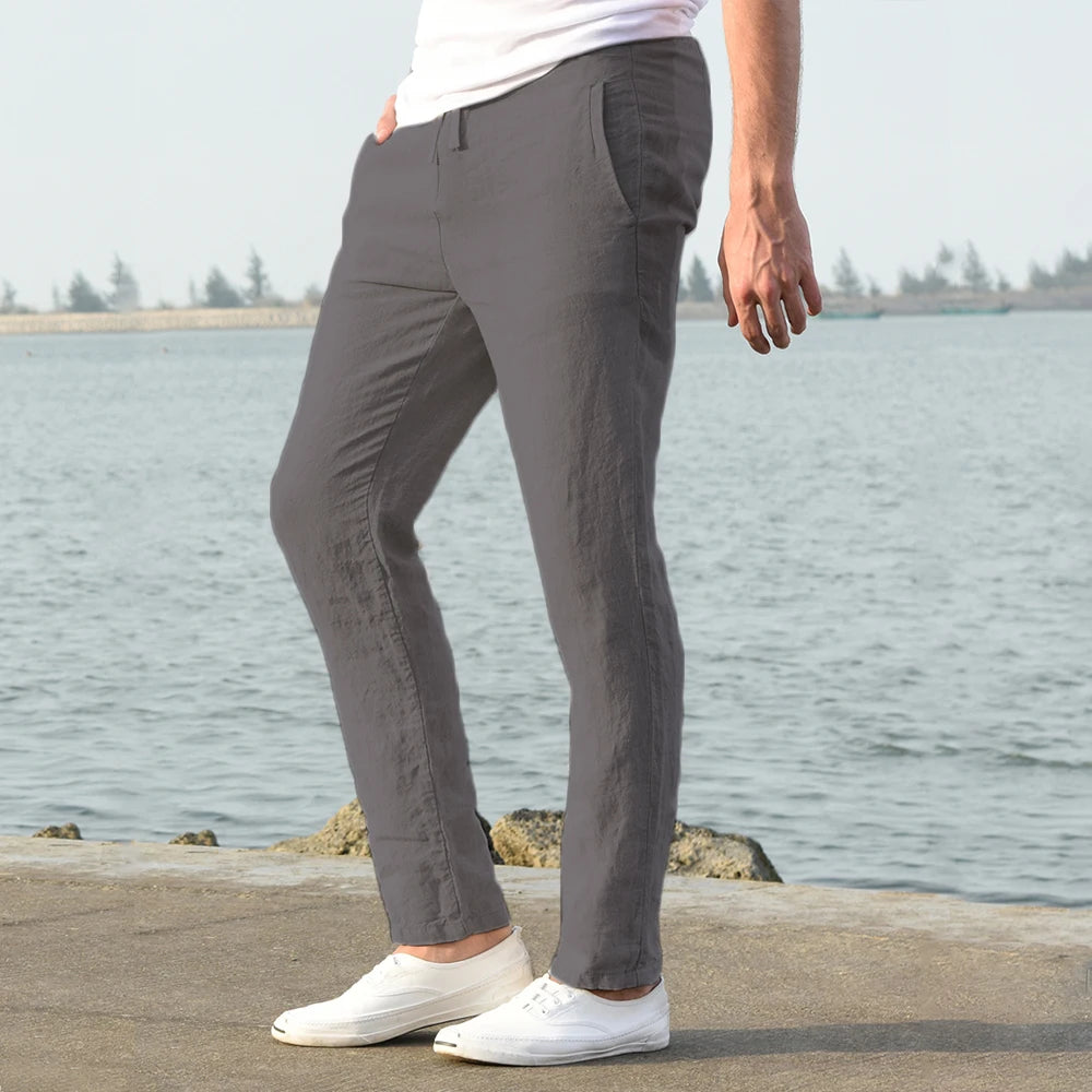 Men’s Solid Linen Trousers