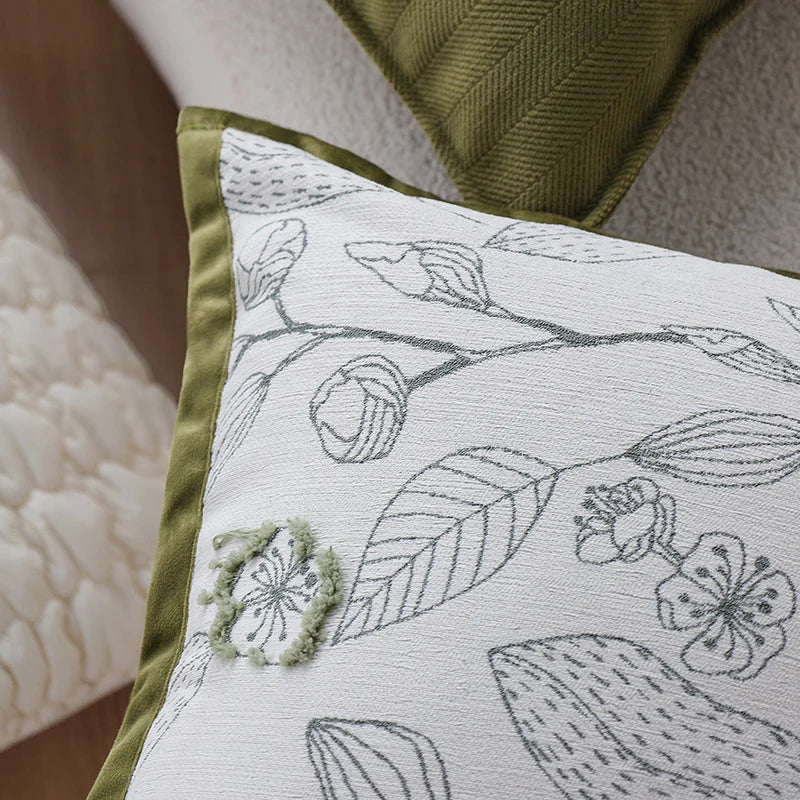 Floral Embroidered Cushion Cover
