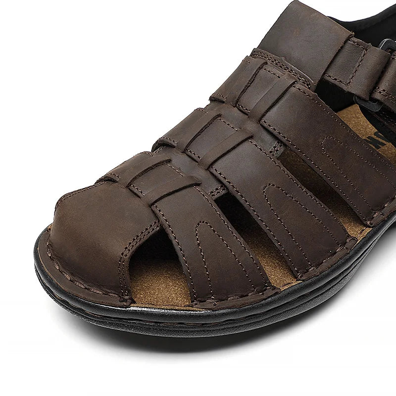 Men Cowhide Leather Beach Sandals