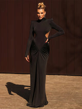 Women's Backless Ruched Maxi Dress