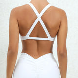 Women Twist Front Cross Back Sports Bra