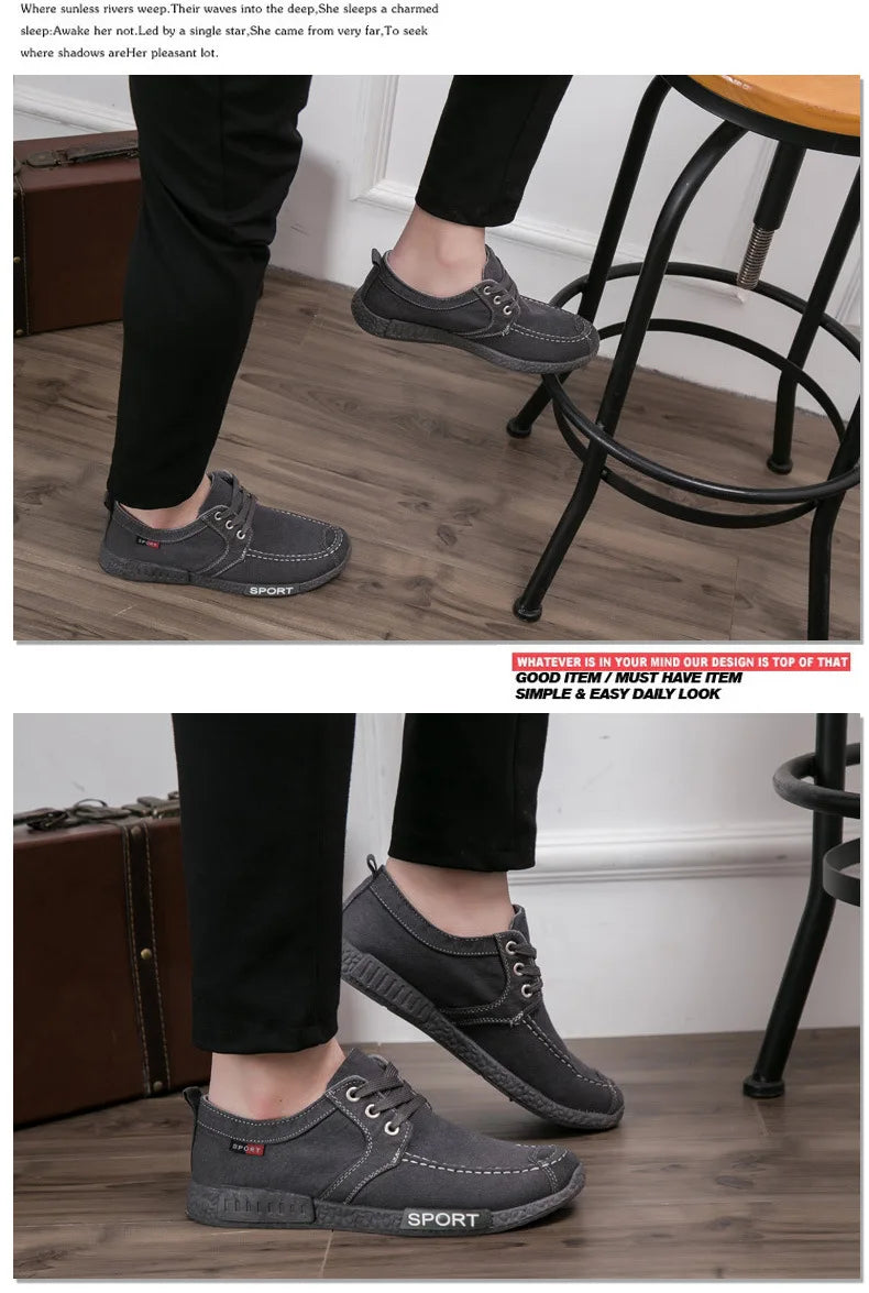 Men’s Breathable Lace-Up Canvas Sneakers
