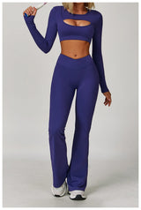 Women's Hollow Out Long Sleeve Yoga Shirt – Gym Workout Running Top