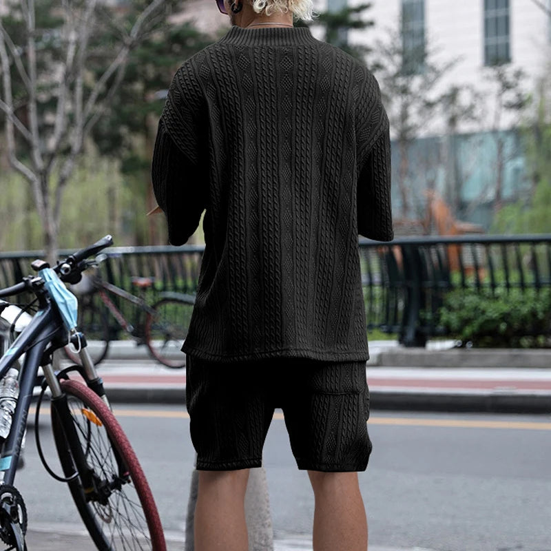 Men Jacquard Shorts Set