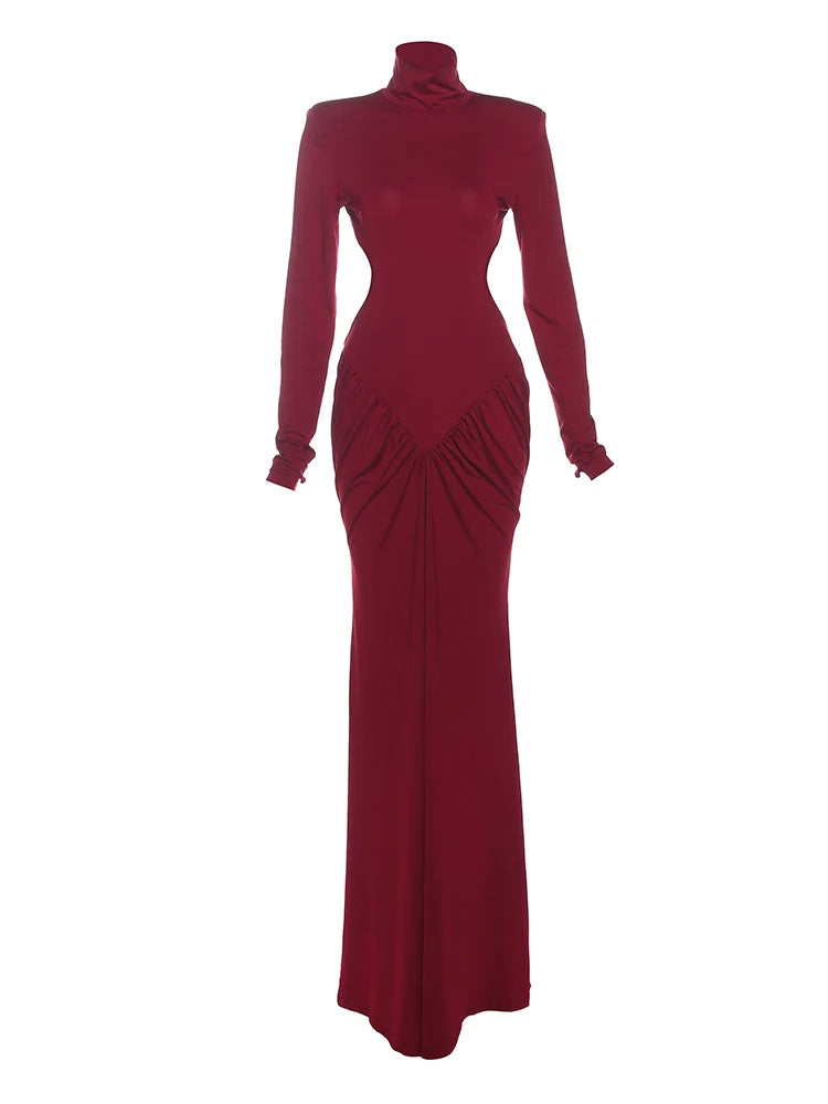 Women's Backless Ruched Maxi Dress