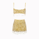 Women Sequin Tassel Party Skirt