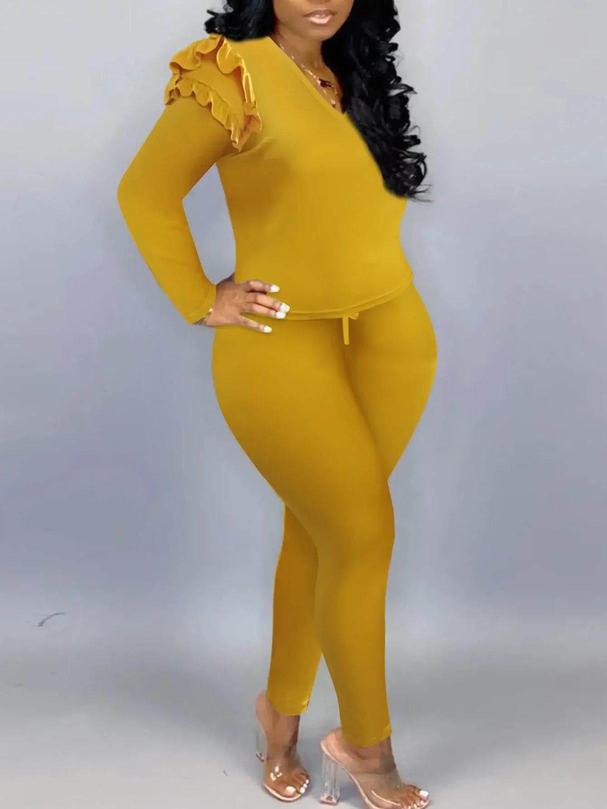 Women Plus Size Striped Pants Set