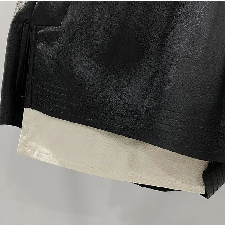Women's PU Leather Black Shorts