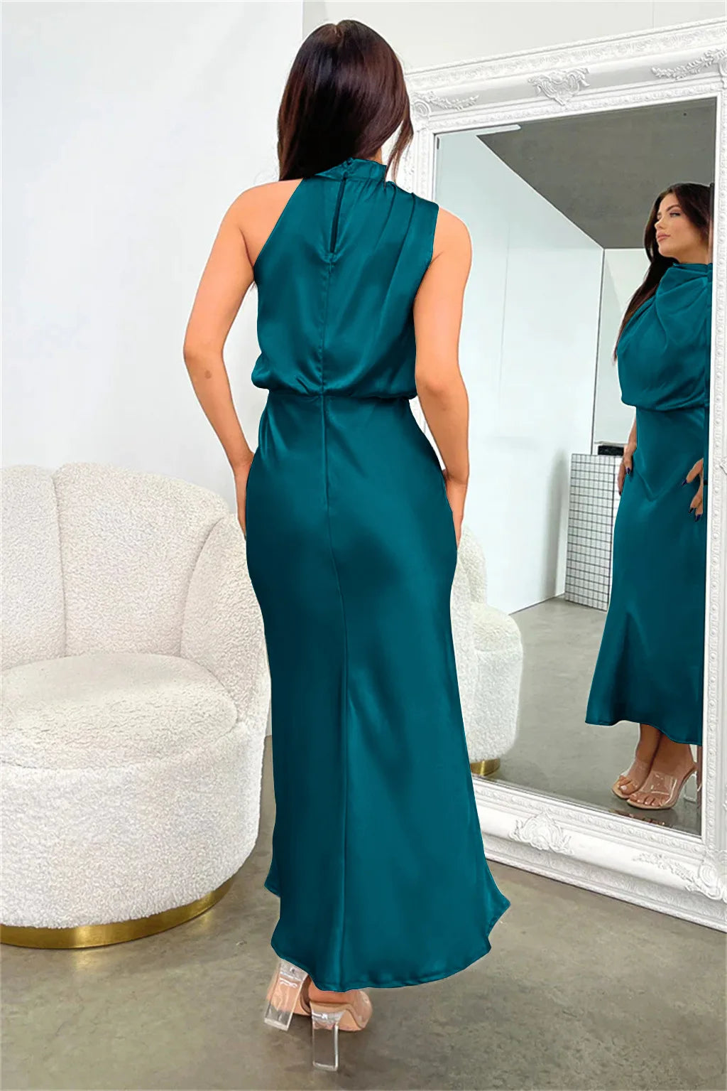 Women's Silk Satin Evening Dress