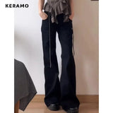 BlackMuse™ – Y2K High Waist Vintage Denim Jeans (Dark Washed, Wide Leg & Stylish)