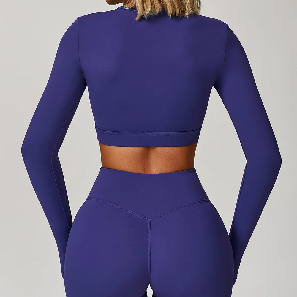 Women's Hollow Out Long Sleeve Yoga Shirt – Gym Workout Running Top