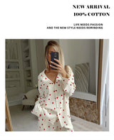 Women Cotton Pajama Set with Hearts