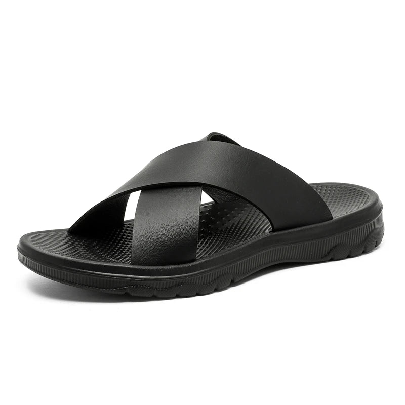 Men Italian PU Leather Slip-On Slippers
