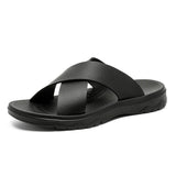 Men Italian PU Leather Slip-On Slippers