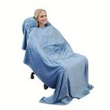 Comfortable Blue Flannel Blanket with Pillow