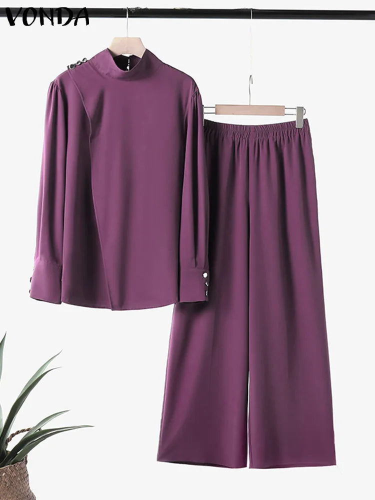 Plus Size High Neck Suit Set