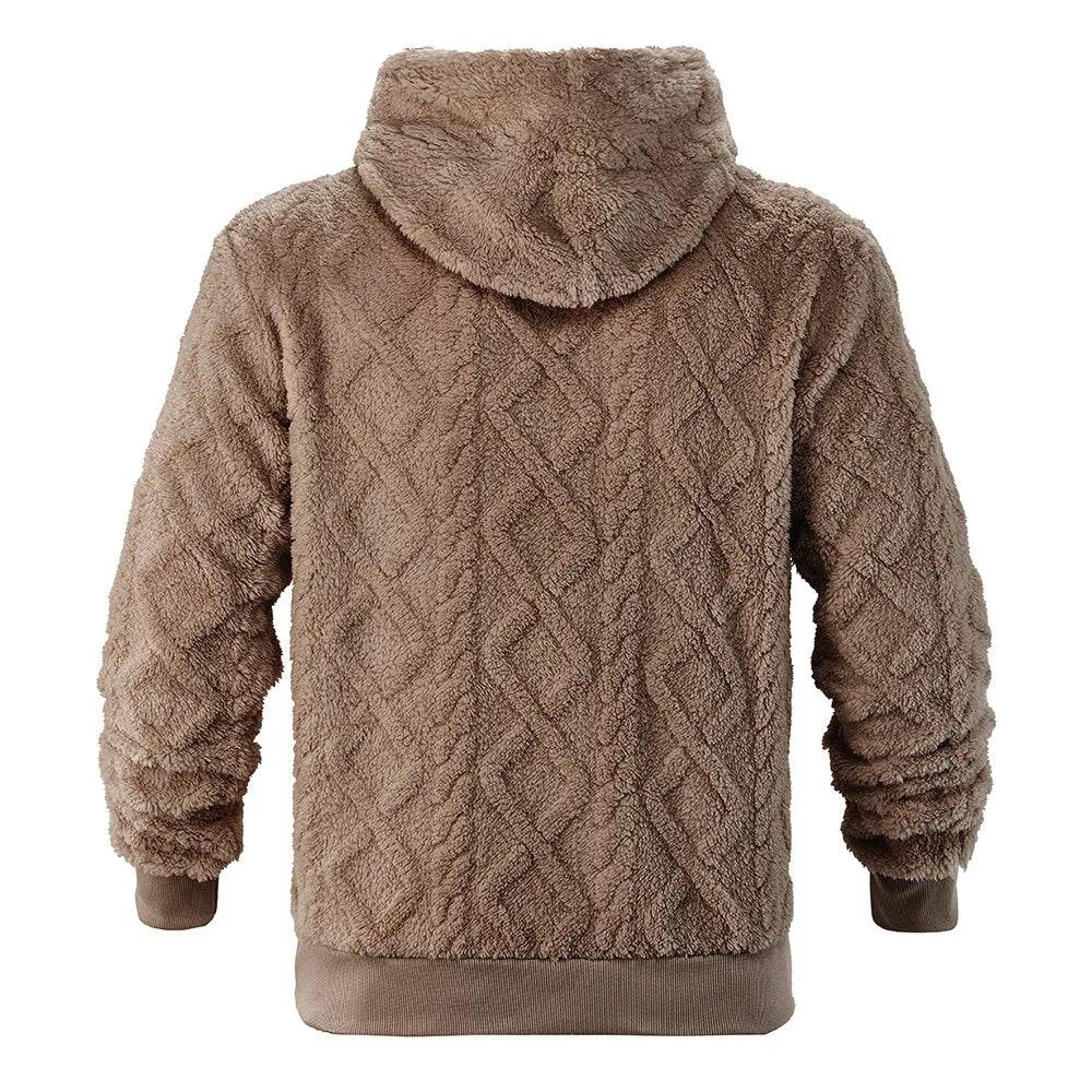 Men Velvet Hooded Pullover Sweater