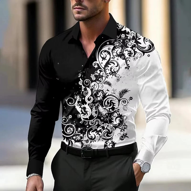 Crimson Floral Dress Shirt