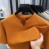 Men V-Neck Solid Short Sleeve T-Shirt