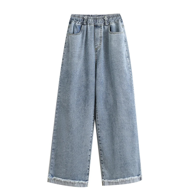 Women Plus Size High Waist Wide Leg Jeans