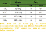Size chart for Plus Size Light-Blue Hanfu: 4XL to 9XL measurements for weight and bust.