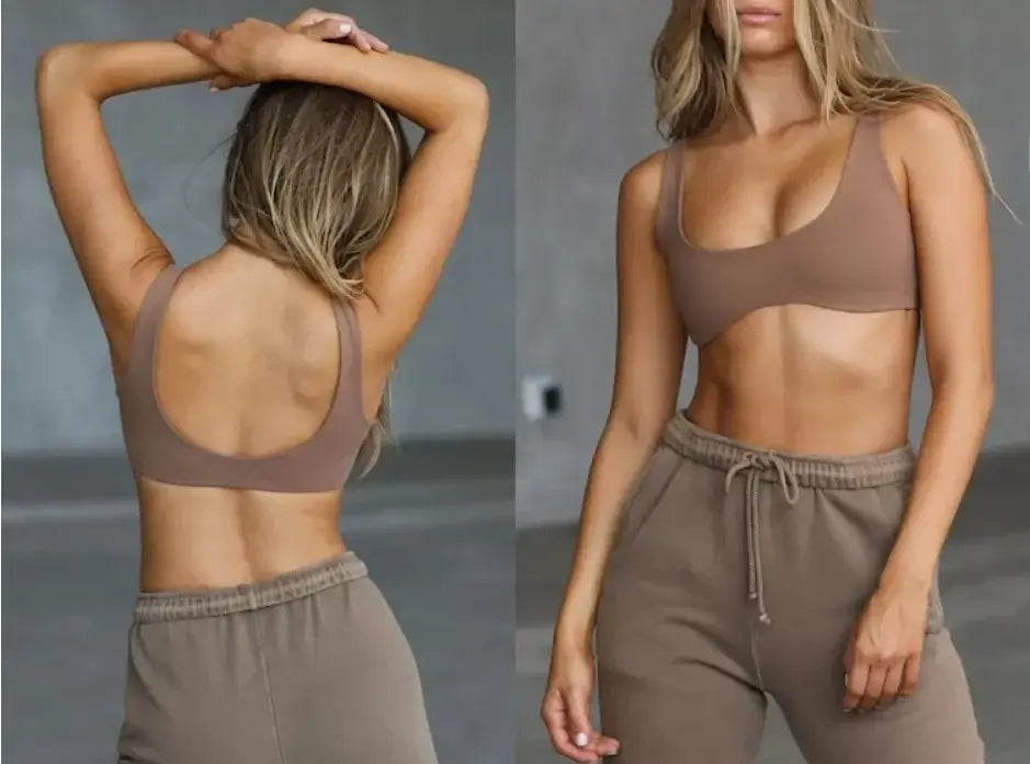 Women Wide Strap Backless Sports Bra